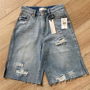 Women's Habitual Distressed Bermuda Length High Waist Denim Shorts Sz 25 NWT